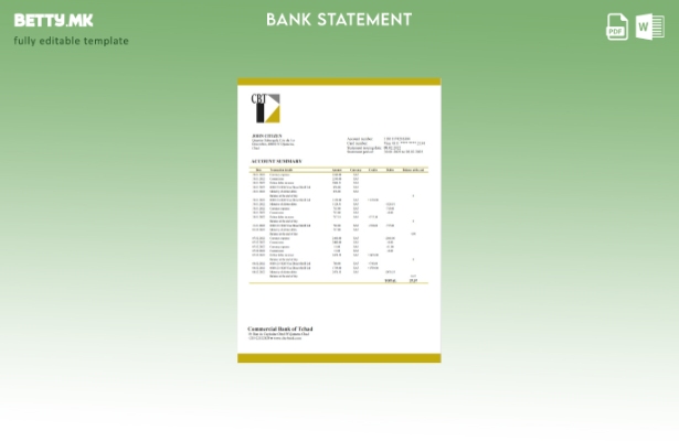 модерен стил Шаблон за збор за извод од банка во Чад Комерцијална банка во Чад